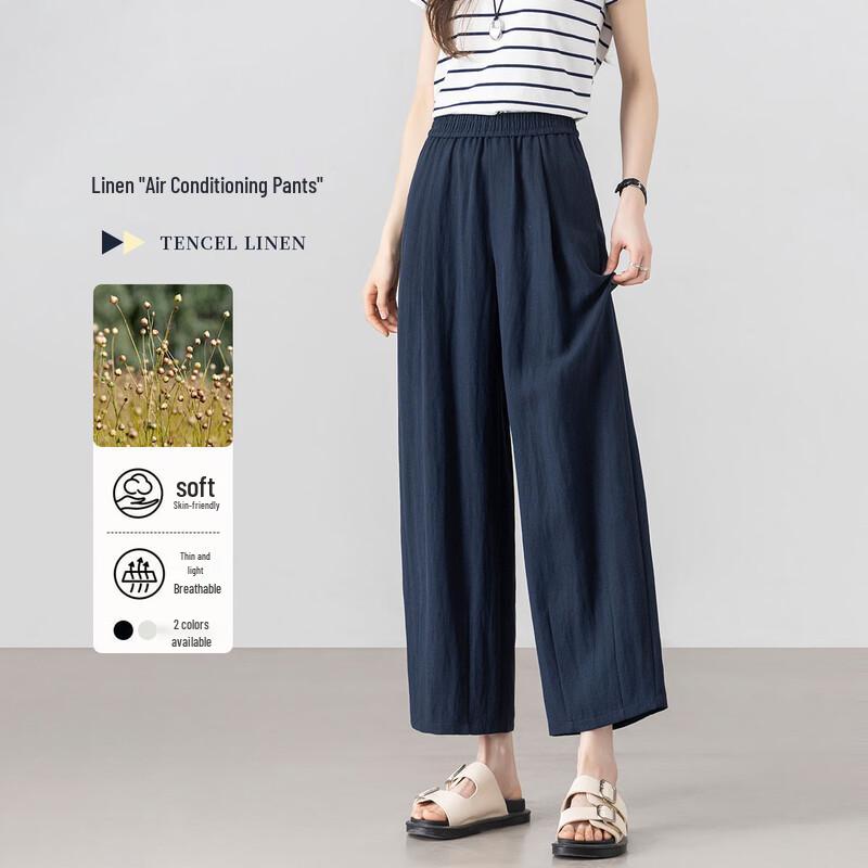 Women s Tencel Linen Balloon Harem Cropped Pants S