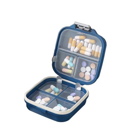 

Portable Pill Organizer Weekly Pill Box Double Layer Medicine Case Mini Moisture Resistant Pill Container for Outdoor Travel Work S синий