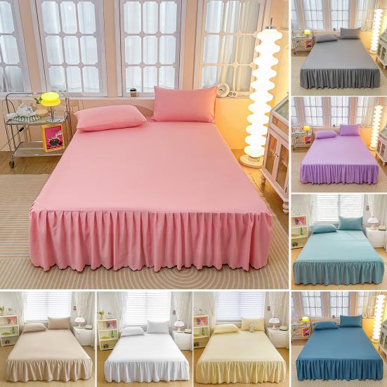 Ruffled Bed Skirt King Size Bed Skirt with Platform Queen Size Wrinkle-Free Fade Resistant Bed Skirt for Bedroom Hotel Women Men