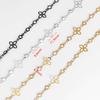 0.5/1/2M  Hollow Four-Petal Flower With Glass-Inlaid Copper Chain DIY Necklace Tassel Chain Hair Accessories Jewelry Loose Chain