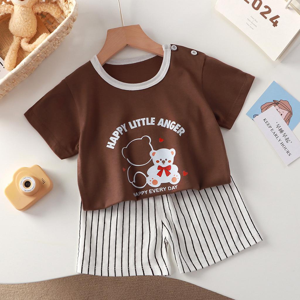 Kids Cotton Cartoon T-Shirt and Shorts Set Baby Boy Girl  Casual Outfit Children Clothes Set