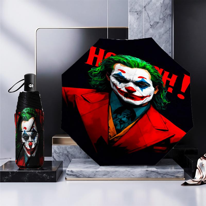 clown's Dark Portrait Umbrella Folding umbrella, automatic umbrella 8-Frame for Travel, camping Use Gift for Halloween Christmas