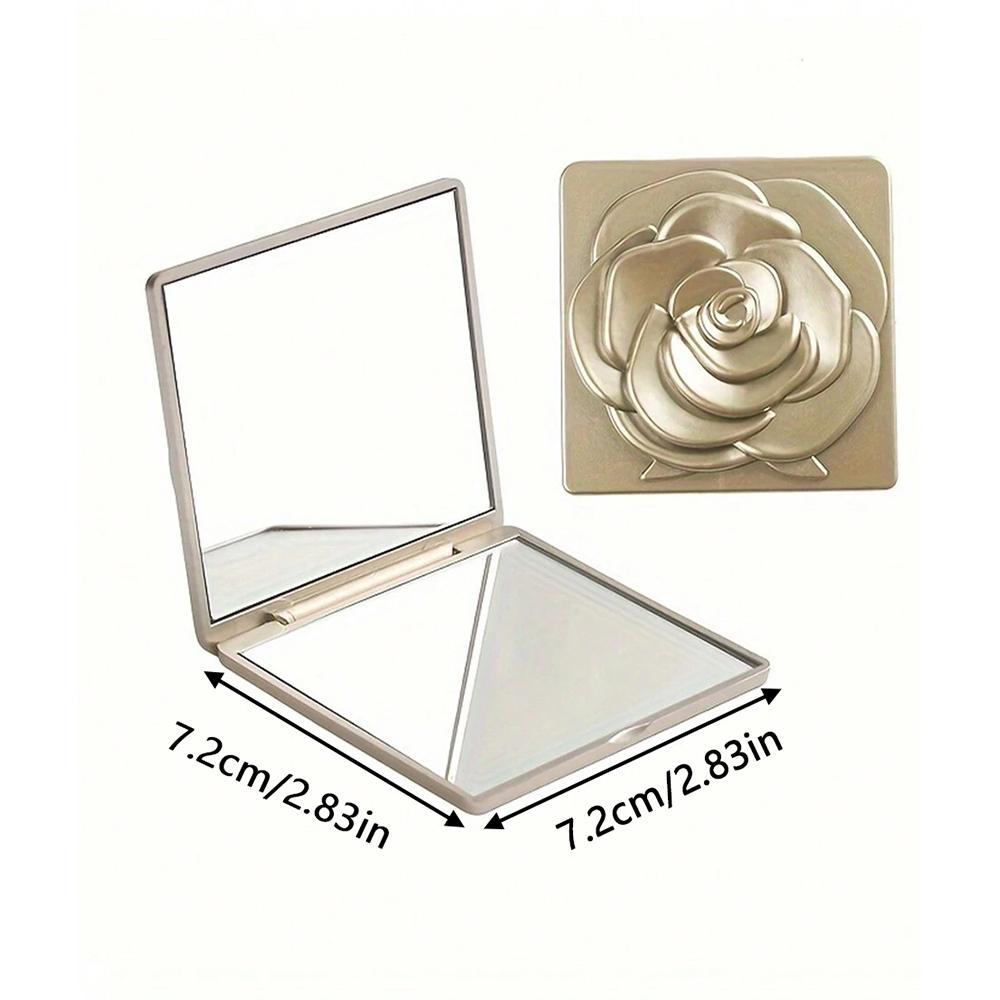 Rose Kompaktspiegel Quadratisch Reise Tragbar Make-up Spiegel Doppelseitiger Kosmetikspiegel Geschenke für Hochzeit Brautparty