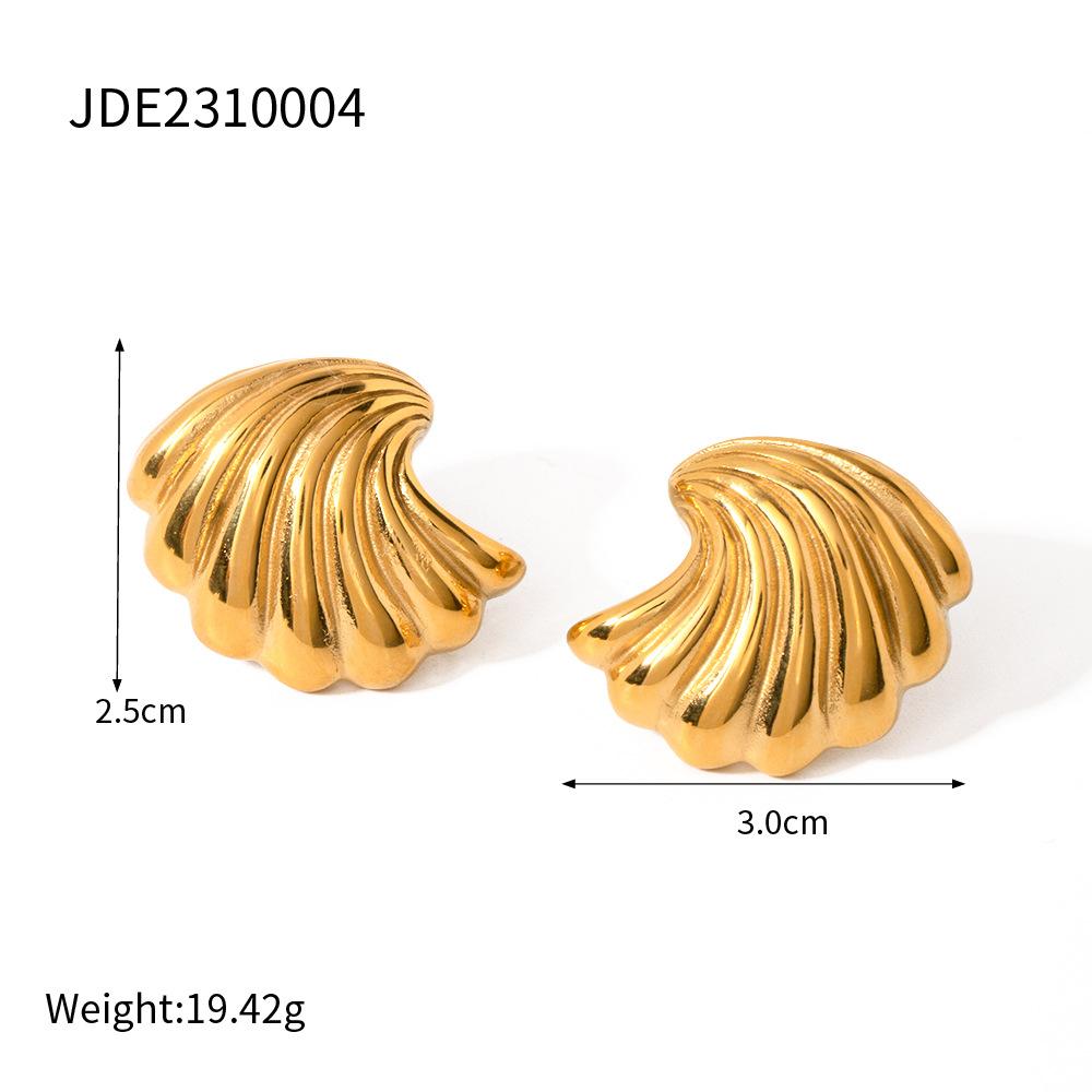 Summer new shell series stainless steel earrings ins Internet celebrities with the same beach wind premium titanium steel earrings