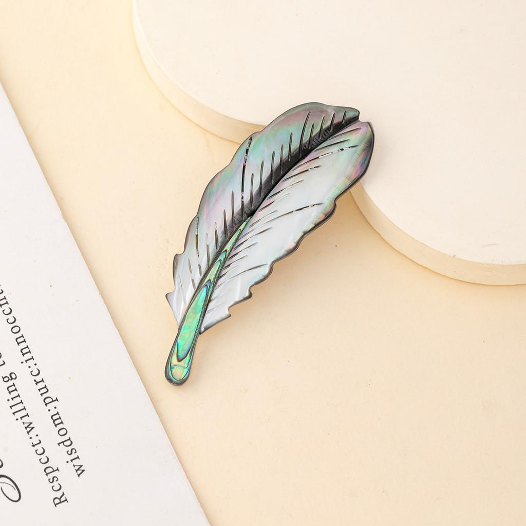Handcrafted Shell Feather Black Butterfly Brooch Pendant Jewelry For Women