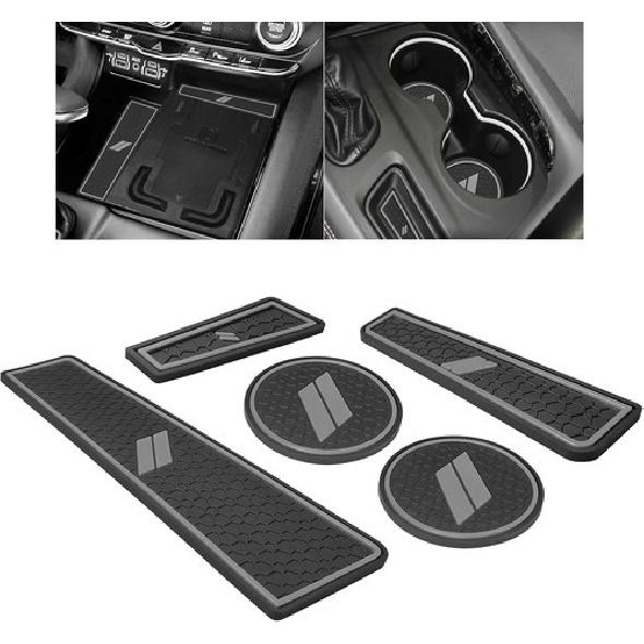 Cup Holder ert Coasters Center Console Liner Trim Mats Non-Slip Silicone Gray