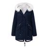 European Size Women's Cotton-padded Coat White Fur Collar Parka Medium and Long Hooded Winter Warm Fleece Coat Women's Cotton-padded Coat