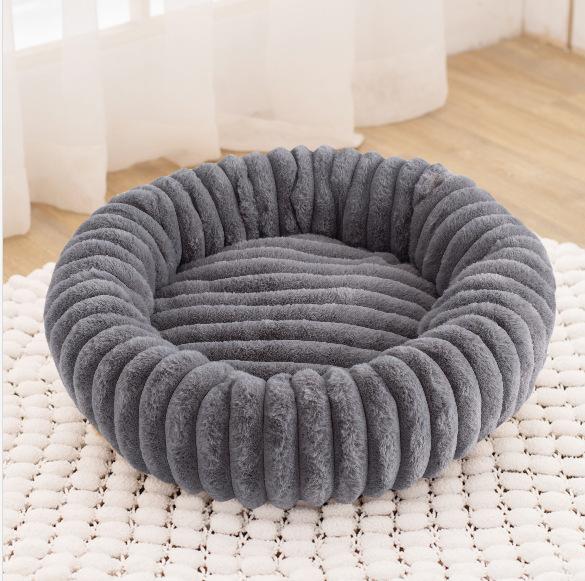 Pet Round Bed Soft Cat Dog Plush Winter Warm Sleeping Dog House for Small Medium Dog Thickened Rabbit Plush Pet Nest Sofa Bed