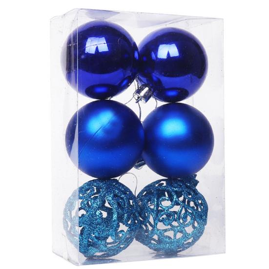 6ks 6cm/8cm lehký vánoční přívěsek dekorativní prémiové ozdobné koule na zavěšení stromu