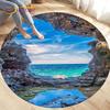 Tappeto Rotondo per Spiaggia di Ciottoli, Sabbia, Vista Oceano, per Soggiorno, Camera da Letto, Decorazione Sedia, Morbido, Antiscivolo