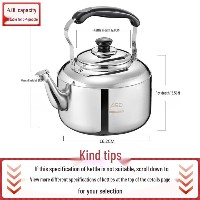 ASD 304 Stainless Steel Whistling Kettle