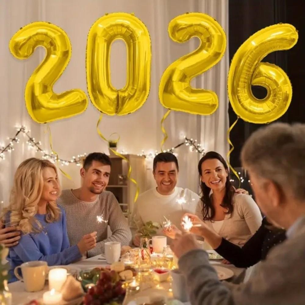 Happy New Year 2026 Alphabet Balloons Holiday Ornaments New Year Decoration Colorful Foil Balloons Inflatable Party Supplies