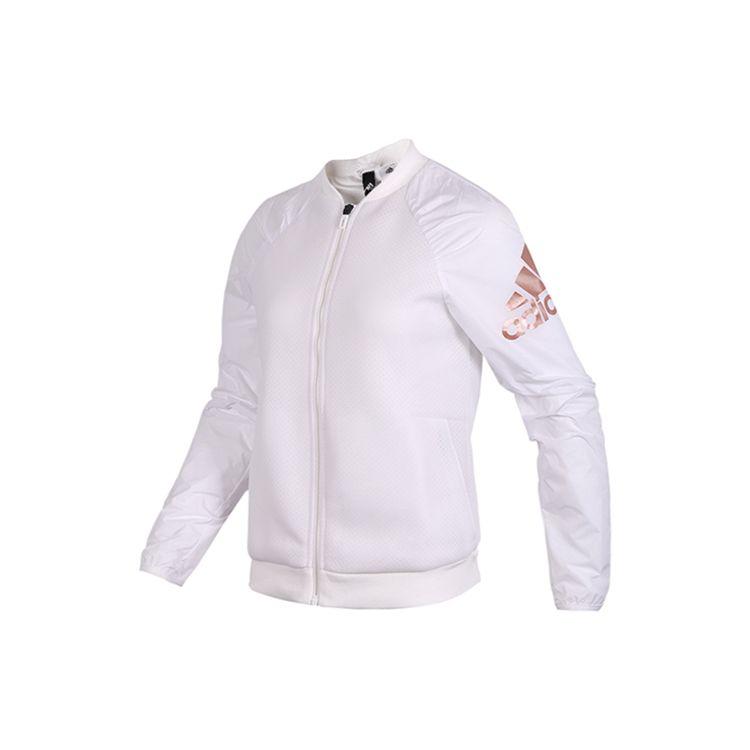 Adidas Logo Print Casual Sports Jacket Unisex Jackets White DN3167