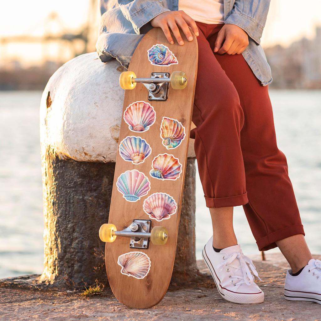 50 Colorful Seashell Graffiti Stickers Skateboard Luggage Mobile Phone Decorative Stickers Waterproof Children's Stationery Stickers