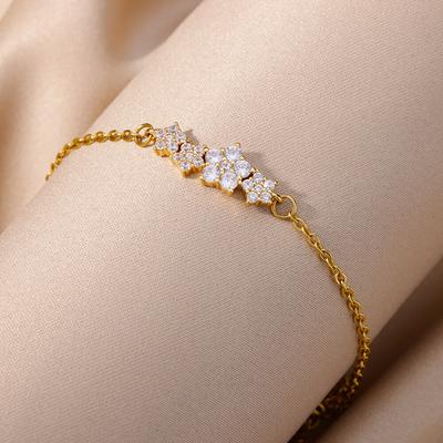 Crystal Zircon Star Bracelets For Women Fashion Gold Plated Stainless Steel Star Bracelet Party Wedding Aesthetic Jewelry Gift