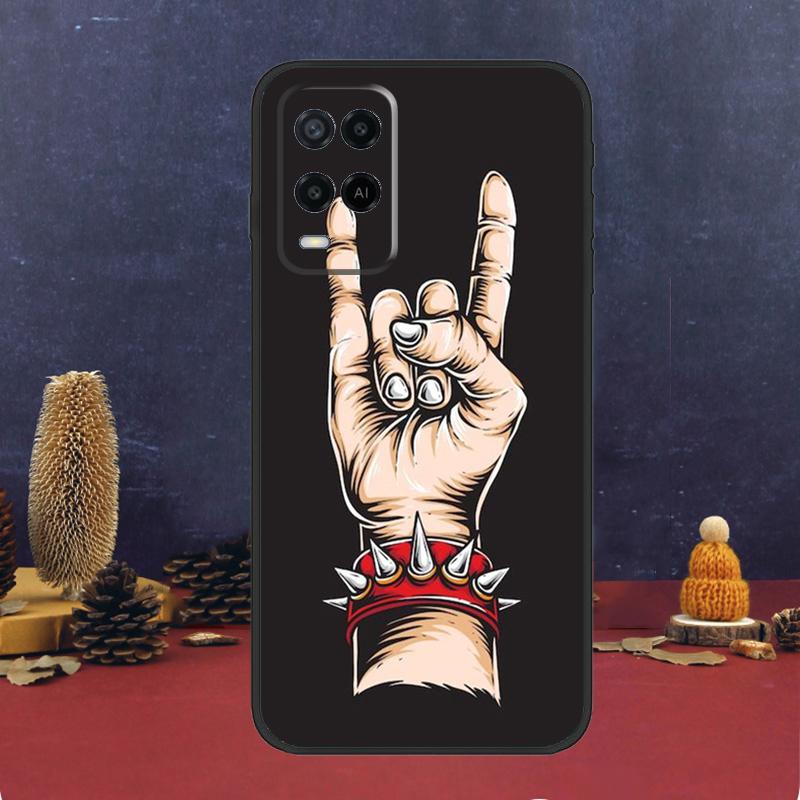 Rock and Roll Skull Case For Oppo A5 Pro A6 A15 A18 A38 A58 A78 A98 A54 A74 A94 A17 A57 A80 A60 A40 A16 A76 A96