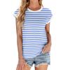 Women's Fashion Casual Basic Striped Textured Round Neck T-shirt Vest Top