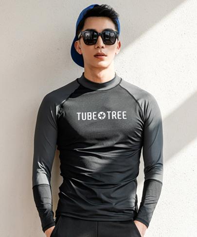 Tyubeuteuli Maillot de protection anti-UV ajusté pour homme avec blocs de couleur A217 Noir