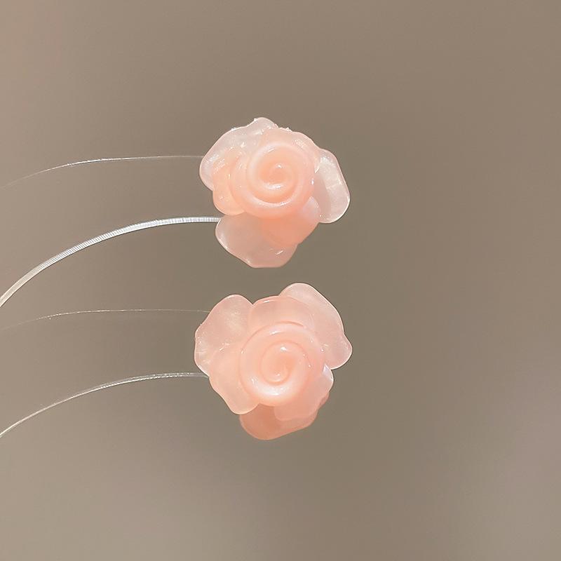 Acrylic White Camellia Flowers Stud Earrings for Women Fashion Temperament Fairycore Earring Party Wedding Jewelry