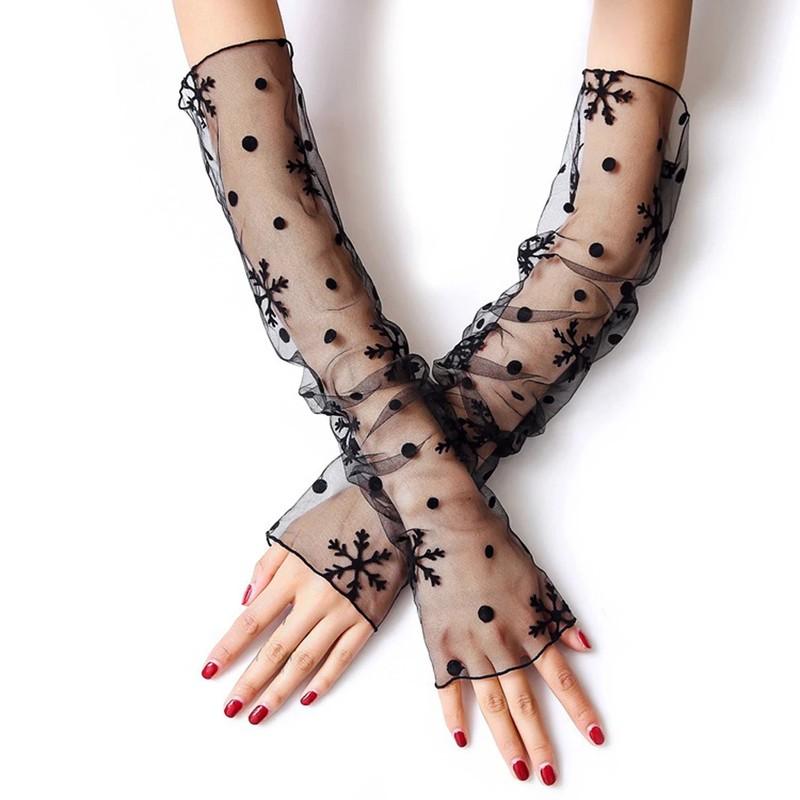 

1 Pair Women Sexy Elastic Sleeve Driving Gloves Long Fingerless Fishnet Arm Sleeve Mittens Covered Summer Sunscreen Lace Gloves One Size