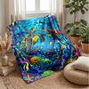Ocean Life Adventure 9 Theme Blanket Lightweight Warm Flannel Blanket Decorative Throw Blanket for Home Decoration