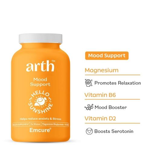 Arth Chelated Magnesium Glycinate Supplement  | 400mg Elemental Magnesium | Complete with Magnesium Bisglycinate + Vit D2 | 30 Day Supplement