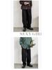Men's Retro Brown Wide-Leg Sweatpants - Loose Straight Drape for Spring & Autumn