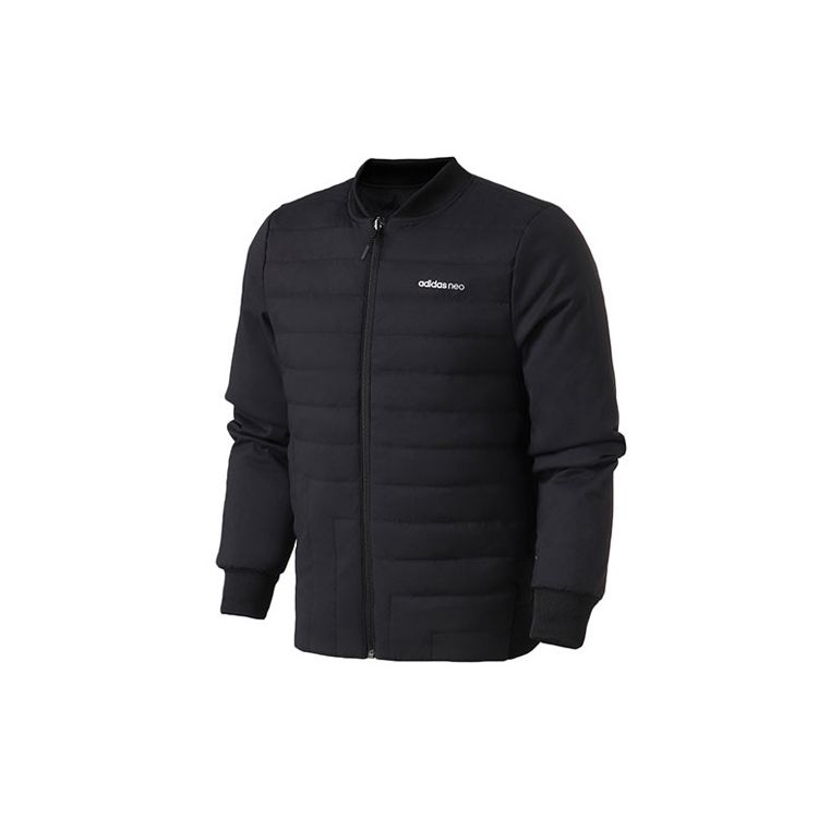 adidas Neo M Pad Bunda Oboustranná Prešívaná Baseballová Bavlnená Bunda Zimná Pánska Bunda Čierna DZ7575