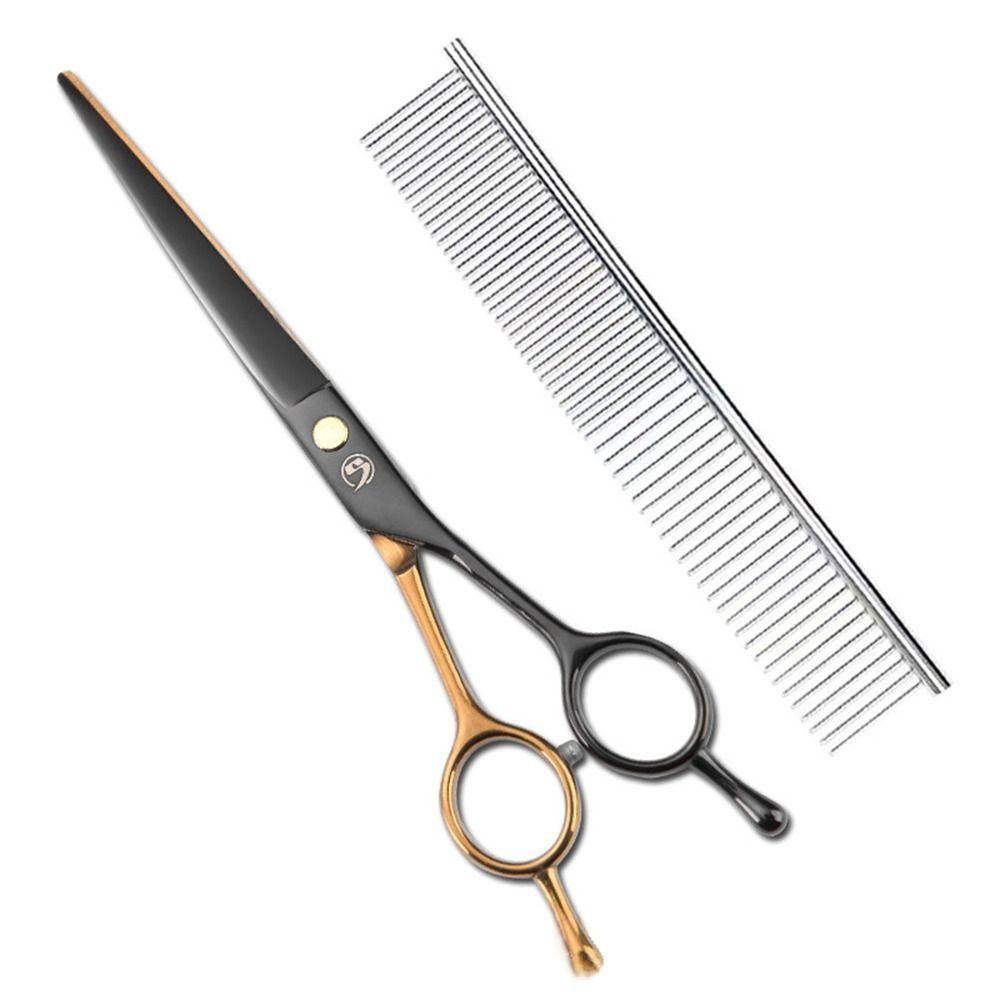 Professional Dog Grooming Scissors Black & Gold Pet Hair Grooming Scissor Thinning Pet Shears  Pet