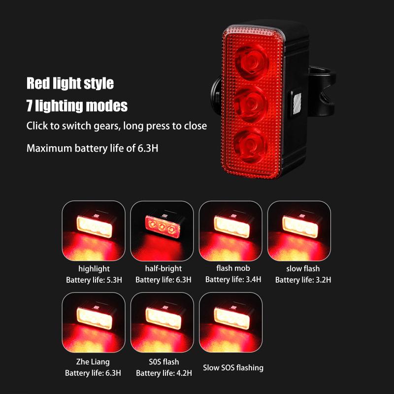 Bicycle Front And Rear Light Set Rechargeable Portable Led Headlight Taillight For Mountain Road Biking Night Riding Accessories