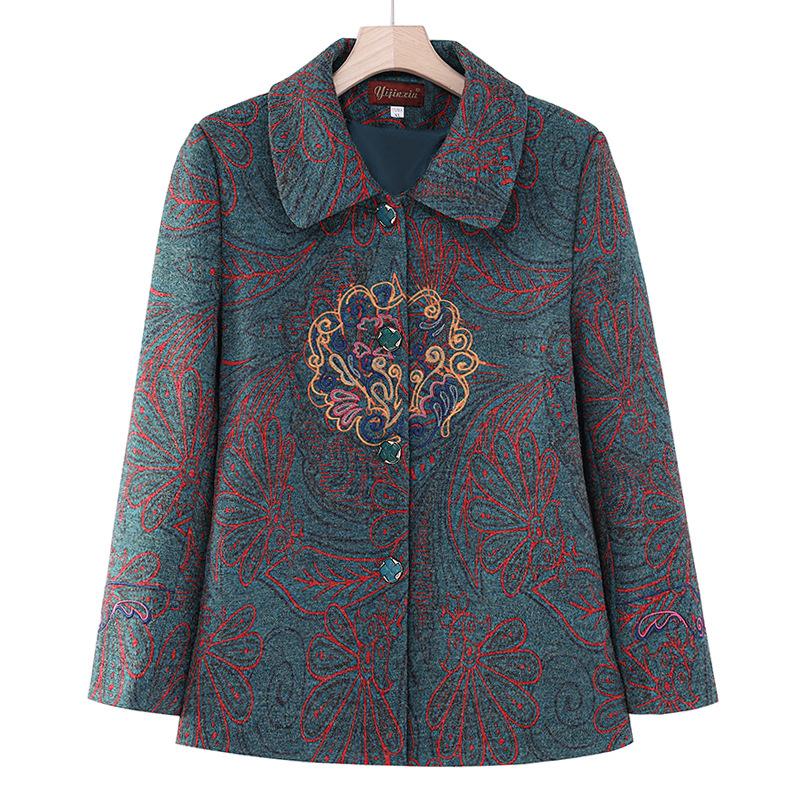 

Coat women s clothing autumn and winter velvet old lady on clothes lapel loose 5XL (145-77.5 kg recommended)