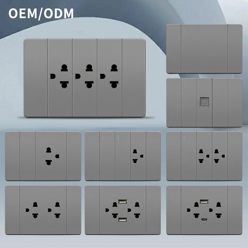 Type 118 American/Thailand Universal Standard with USB/Type-c/light Switch and Outlets Wall Switches and Sockets