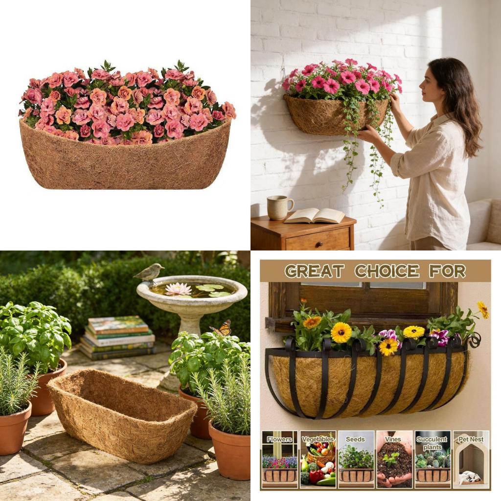 Modern Minimalist Plant Pot With Natural Coconut Coir Material For Home Gardening Decor
