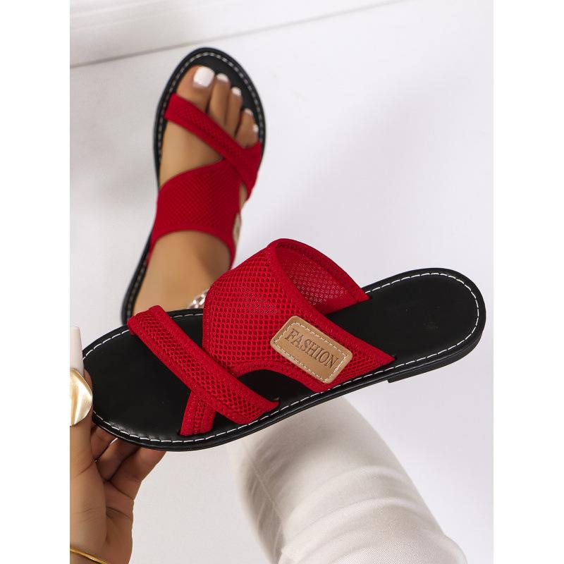 Large size European and American fashion breathable mesh fish mouth cool slippers non-slip and wear-resistant soft bottom casual beach sandals