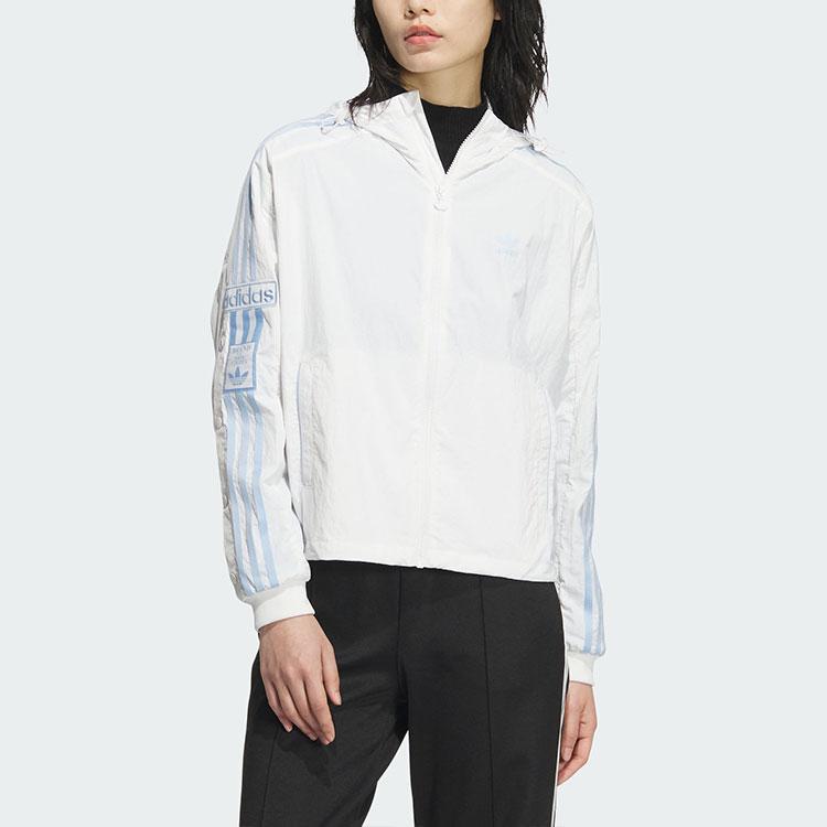 Adidas Originals Adibreak Hooded Windbreaker Jacket With Side Snap Buttons Women Bright White JI7474