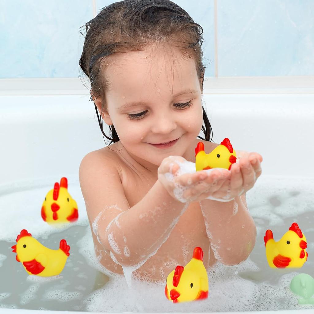50 Pcs Yellow Rubber Chicken Squeak Mini Rubber Chicks Squeezable Chicken Squeaky Toy Chicken Noisemaker for Shower Bath Birthday Novelty Favors
