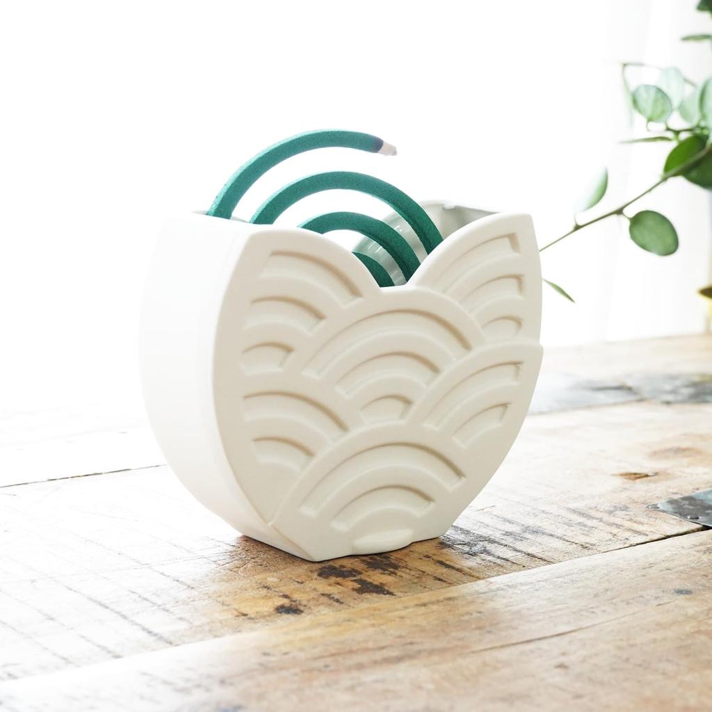 Fukubeya Kutani Ware Qinghai Wave Pattern Mosquito Coil Holder Double Used As a Vase Japanese Modern Ceramic Interior (Purple)