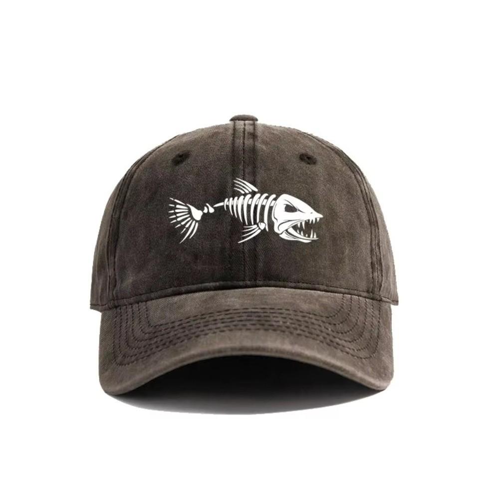 Adjustable Peaked Cap Vintage Washed Sunscreen Hat New Fishbone Baseball Cap  Outdoor Fishing