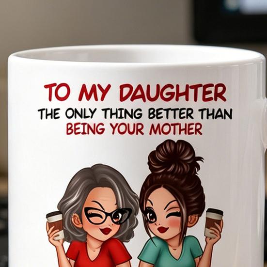 Ceramic Mug for Daughter Personalized Coffee Cup with Non-Slip Handle High-Temperature Fired Multi-Use Gift for Mother's Day Birthday Christmas