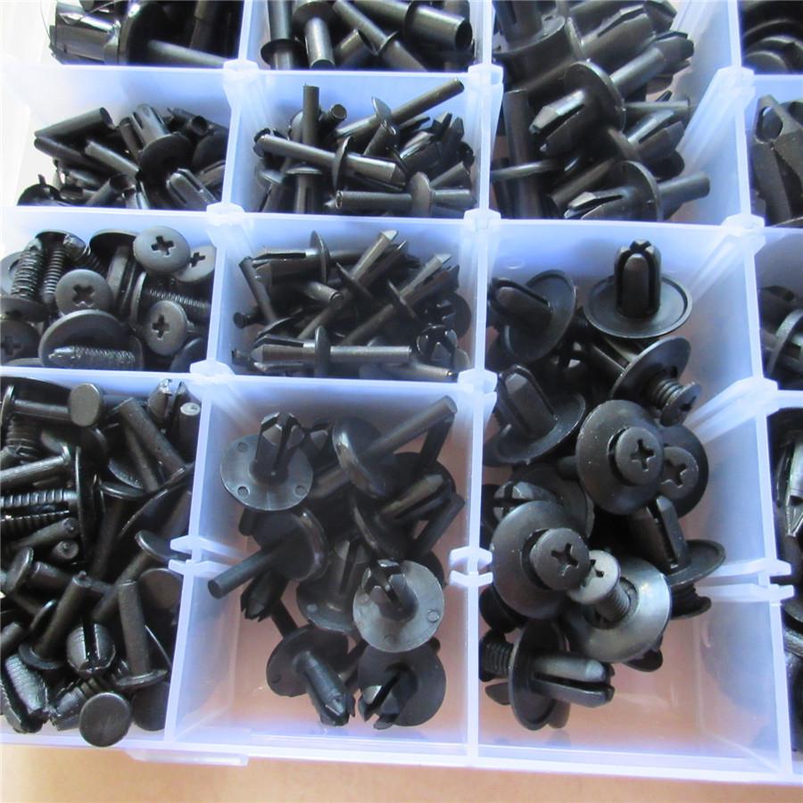 Mixed Auto Fastener Clip Plastic Box-packed Car Door Bumper Fender Liner  Fixed Clips 456pcs with Remover Tool