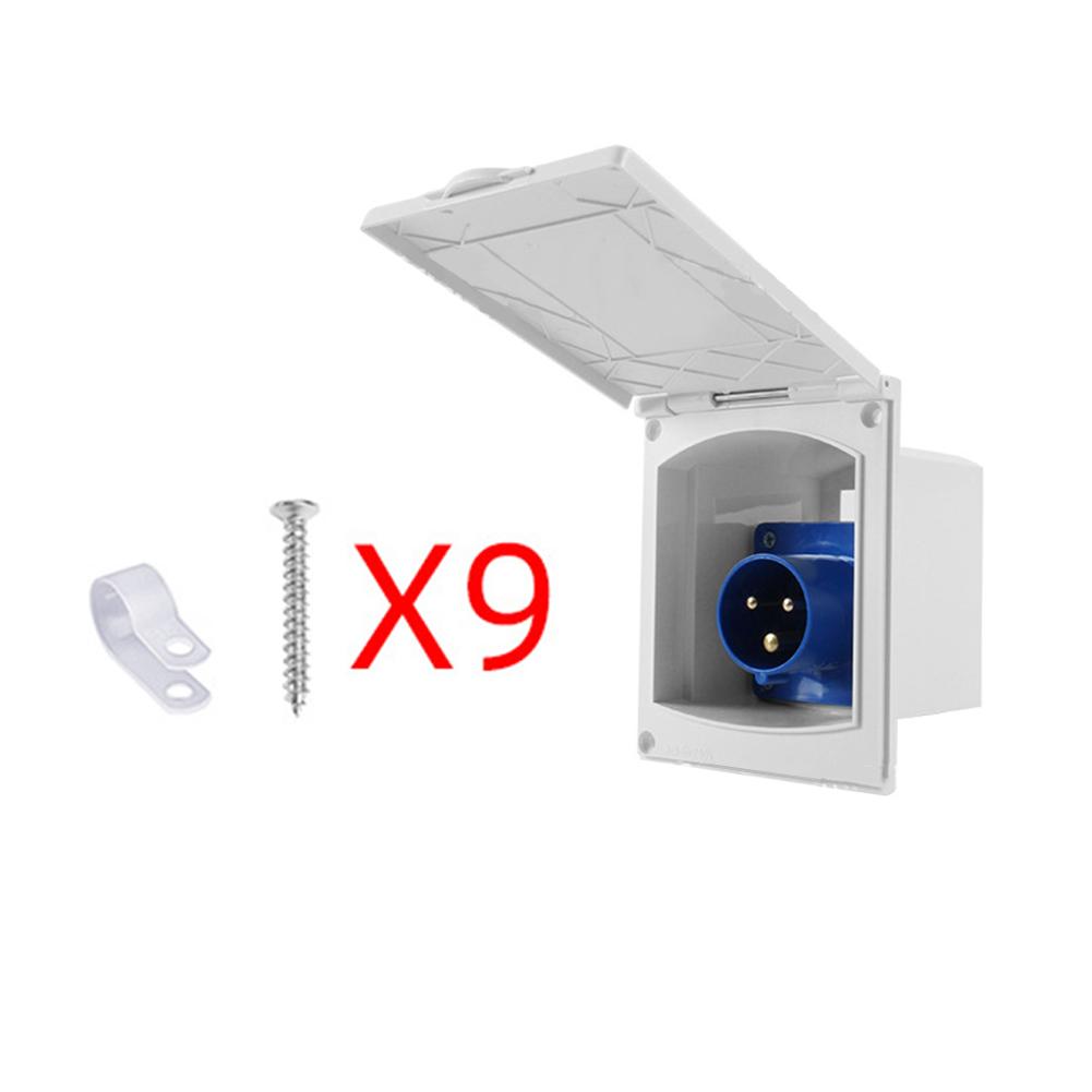 1pcs Waterproof Socket RV Modification Accessories 16A23A External Socket Waterproof Socket 220V-250V Embedded Socket