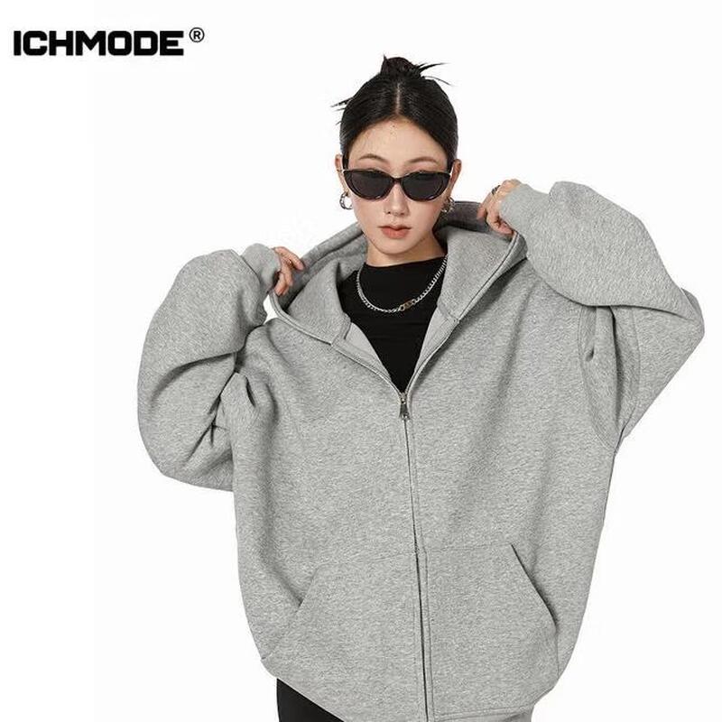 Женская куртка ICH MODE свободного кроя в американском стиле с капюшоном и двойной молнией S
