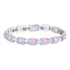 ThreeGraces Shiny Pink White Cubic Zirconia Bridal Wedding Cuban Chain Bracelet for Women New Trendy Party Costume Jewelry BR265