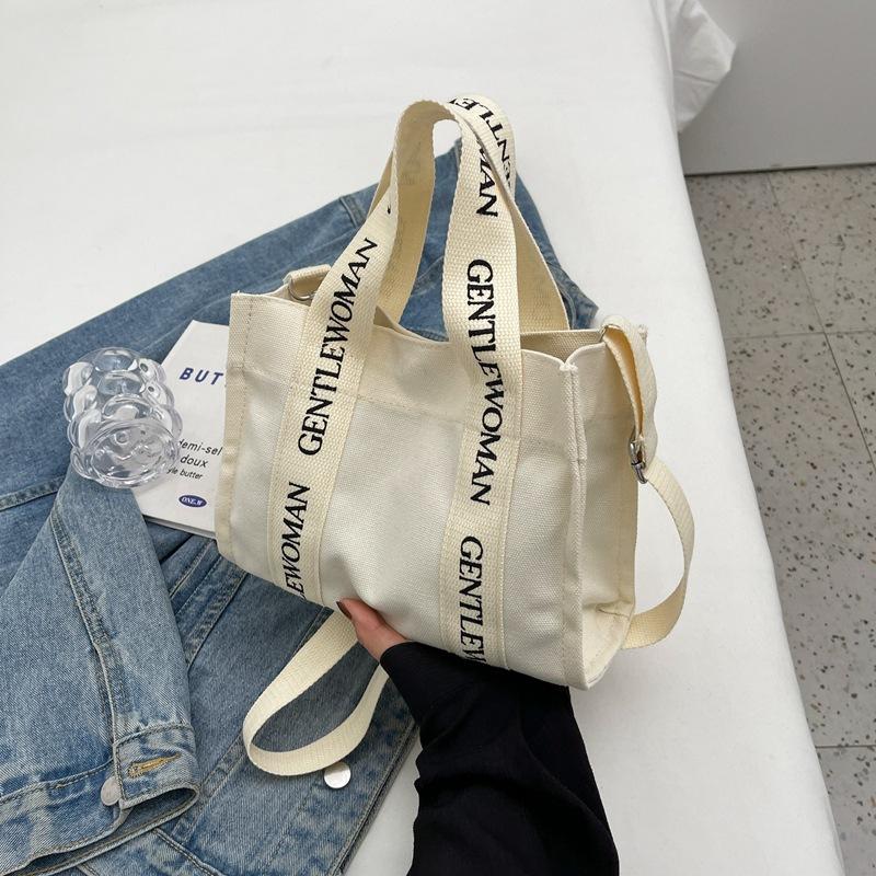Casual Handbags New Style Canvas Bag Letters and Vegetables Basket Shoulder Bag