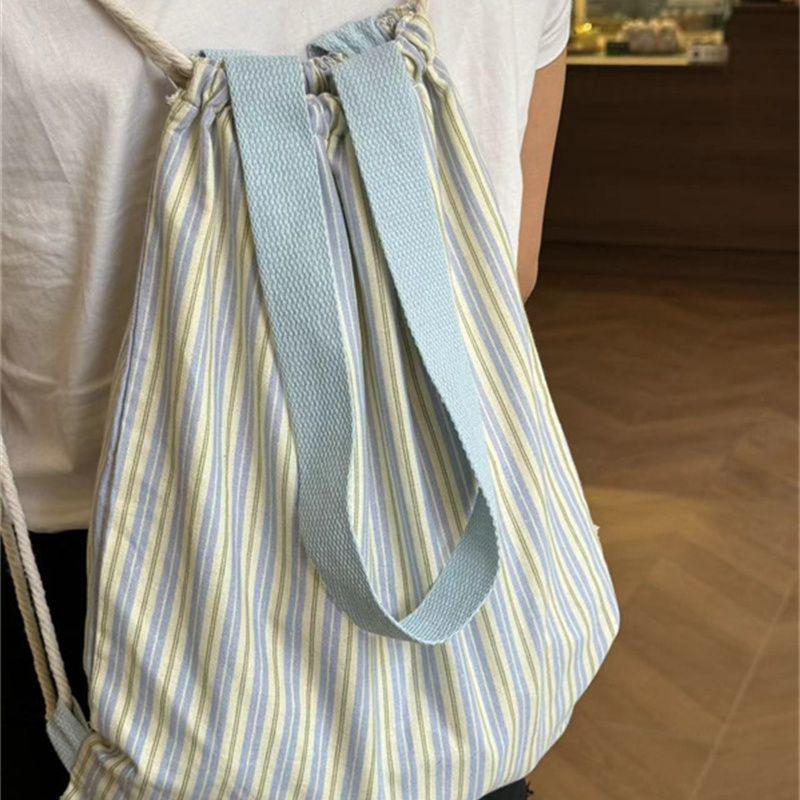 

Полосатый холщовый рюкзак-тоут с цветными блоками - Большая вместимость, Классический дизайн на одно плечо