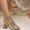 Dámské Sandály s Odkrytou Špičkou, Velké Velikosti, Vysoké Podpatky, Silný Podpatek, Módní, Elegantní Sandály pro Ženy