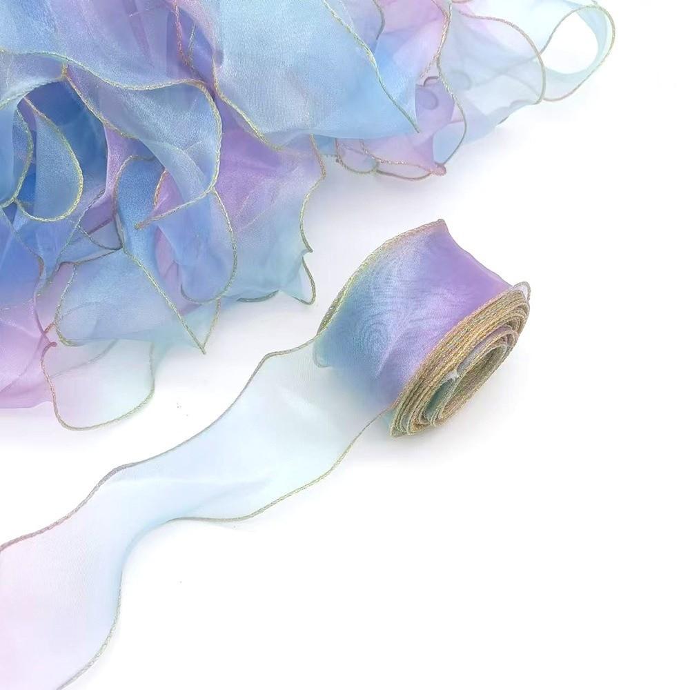 10 Yards Length Organza Ribbon 4cm Width Chiffon Ribbon Wave Organza Satin Ribbon Handmade