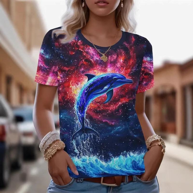 Fashion Casual Versatile Short Sleeve Crew Neck Printed Top Loose T-Shirts Women’s