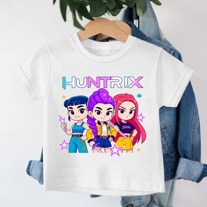 New KPop Demon Hunters Saja Boys Cartoon Boys T-shirt Round Neck Print Fashion Casual Top Children's T-shirt Kids Clothing