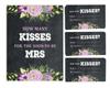 Inkdotpot How Many Kisses For The Soon To Be Mrs Floral Pebble Grey 1 Sign   30 Cards Bridal Shower